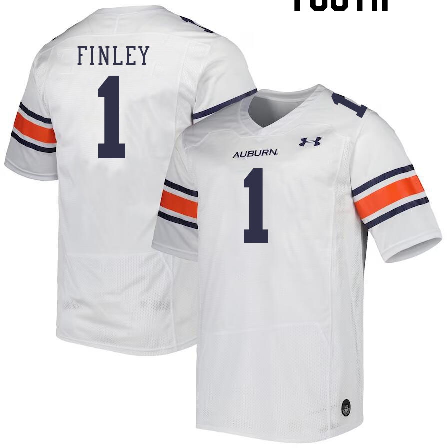Youth #1 T.J. Finley Auburn Tigers College Football Jerseys Stitched-White - Click Image to Close